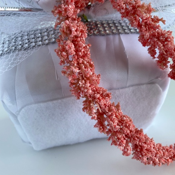 Handmade Coral Pink Flower Girl Basket - Picture 5 of 14